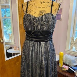 R&M Richards black and gray sparkly short formal dress
